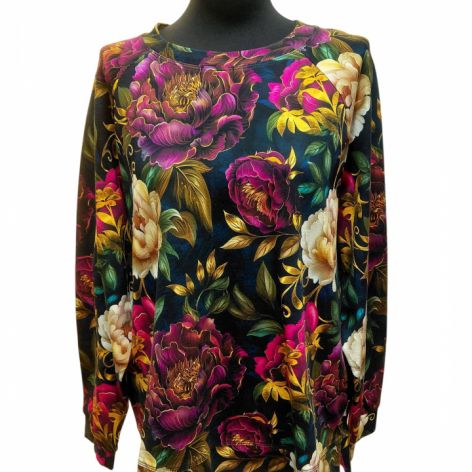 Bluzka damska ciemne kwiaty