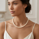 Naszyjnik typu "sznur" z drobnych pereł szklanych – Elegancki skręt - 