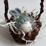 Czapeczka na jajka wielkanocne, uszy (nieb-ziel) - Czapeczka z uszami zająca na jajka wielkanocne - 1 szt.