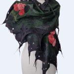 SZAL SZALIK JEDWABNO WEŁNIANY róże Feltmondo - Prezent dla niej