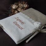 Lniane zapiski - haftowany notes - 