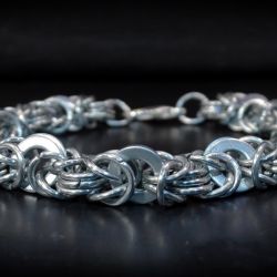 Bransoletka męska chainmaille industrial podkładki