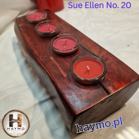 Świecznik drewniany buk Amor czerwień żywica Sue Ellen No. 20