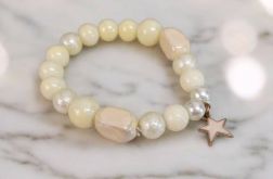 Bransoletka na gumce ecru gwiazdka.