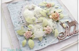 Delikatna kartka na Ślub z ptaszkami