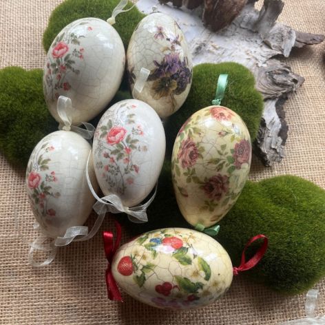 124- Komplet 6 gęsich pisanek w pudełku