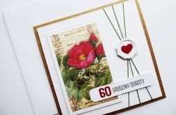 Kartka z dziką różą na urodziny handmade