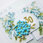 Kartka ROCZNICOWA z niezapominajkami - Biało-niebieska kartka na urodziny lub rocznicę