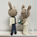 Szydełkowe króliczki młoda para prezent ślubny - króliczki ślubne