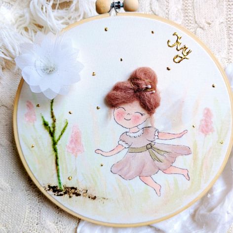 Ręcznie malowany obrazek z aniołkiem