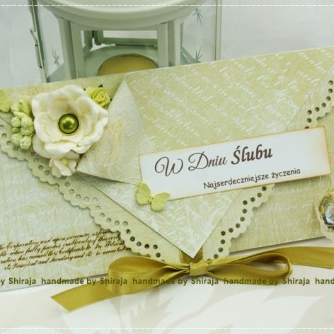 Kopertówka z okazji ślubu-delikatna oliwka