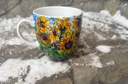Porcelanowy kubek ręcznie malowany-Słoneczniki