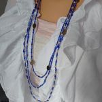 Naszyjnik Kaskadowy Długi Szafirowy Hematyt - 