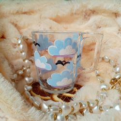 ręcznie malowana szklanka chmurki 250 ml.