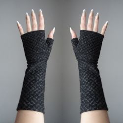 Rękawiczki czarne brokatowe