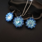 Błękitny Komplet Biżuterii "Aqua Bohemica" - wiszące kolczyki i delikatny naszyjnik