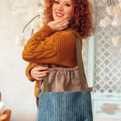 Kawowo-niebieska torba z kominem do wózka