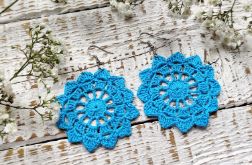 Kolczyki szydełkowe rozetki - turkus