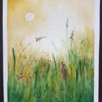 Słoneczna łąka-akwarela formatu A5 - 