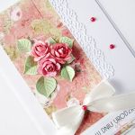 Kartka URODZINOWA z malinowymi różami - Malinowo-biała kartka na urodziny