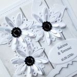 Kartka ŚLUBNA z białymi kwiatami - Biało-szara kartka na ślub