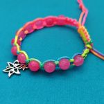 Bransoletka makrama boho różowa neonowa kolorowa Jadeit - 