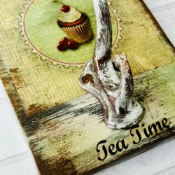 Dekoracyjny wieszak na ścianę z drewna, styl rustykalny ,Tea Time