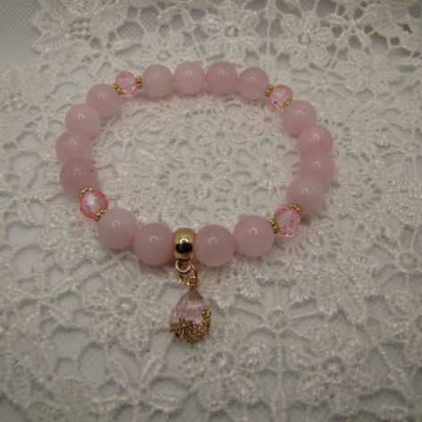 Bransoletka z różowym kwarcem 02