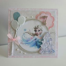 Personalizowana Kartka na urodziny roczek ręcznie robiona Elsa Kraina Lodu