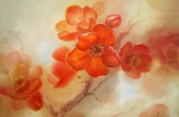 Kwiaty Wiśni Impresja,ręcznie malowany olejny