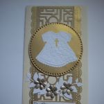 Pamiątka chrztu- kartka  w kolorach złota - 