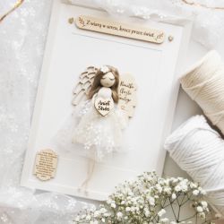 Duża Pamiątka Chrztu Świętego - anioł w ramce