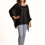 Czarna tunika szyfonowa - Luźna tunika szyfonowa