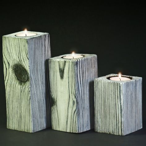 Zestaw białych świeczników drewniany drewno shou shi ban tealight