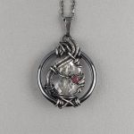 Srebrny wisiorek: hematyt, rubin, kryształ - srebrny wisiorek z kamieniami: kryształ, hematyt, rubin