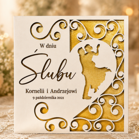 Pamiątka na ślub personalizowana młoda para serce