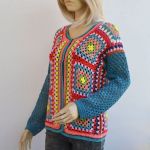 Rozpinany kolorowy sweter - bawełniany sweter