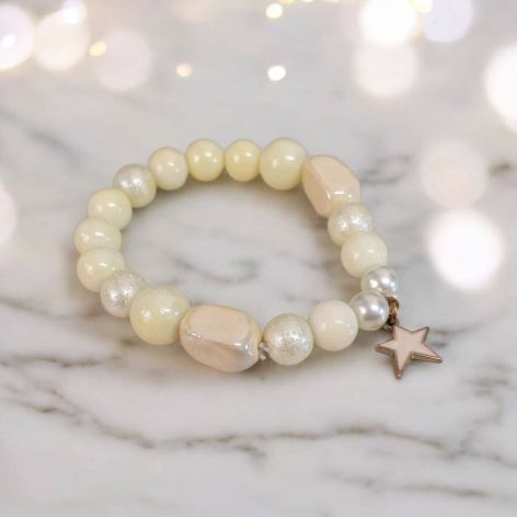 Bransoletka na gumce ecru gwiazdka.