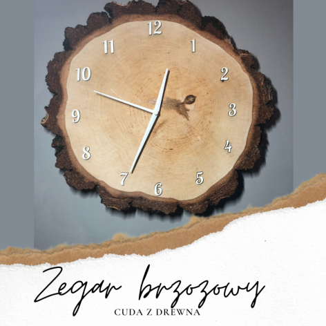 Zegar z plastra drewna - brzoza ciemna 30cm