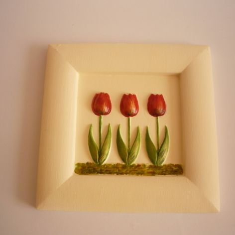 Tulipany - obrazek z gipsu