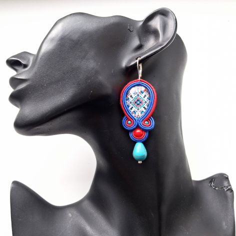 Red Rooster kolczyki sutaszowe