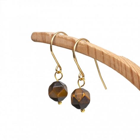 KOLCZYKI Z KAMIENIEM NATURALNYM W ZŁOCIE - LEONE