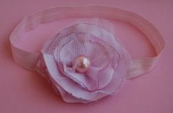 Retro opaska niemowlęca w delikatnym różu i bieli