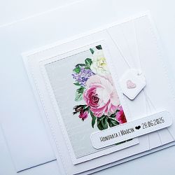 Kartka na ślub z motywem róż minimalistyczna