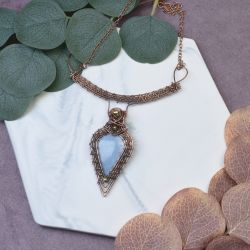 Miedziany naszyjnik wire wrapping z opalem owyhee #501