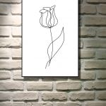 "Tulipan" grafika autorska minimalistyczna - W czarnej ramie