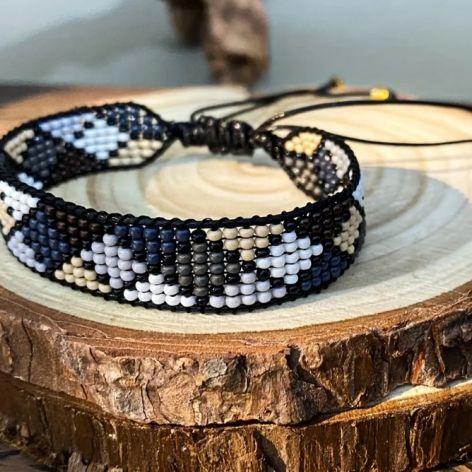Bransoletka BOHO pleciona z koralików denim