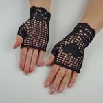 Romantyczne rękawiczki czarne - czarne mitenki