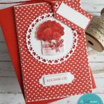 Kartka na walentynki z flower boxem 2 - Kartka z kopertą i etykietką