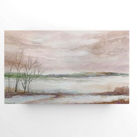 Pejzaż-akwarela formatu15/25 cm 